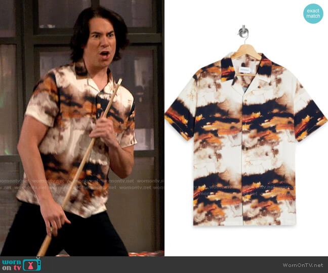 Topman Abstract Print Short Sleeve Button-Up Shirt worn by Spencer Shay (Jerry Trainor) on iCarly