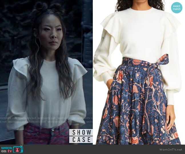 Ulla Johnson Lorena Sweater worn by Mary Hamilton (Nicole Kang) on Batwoman