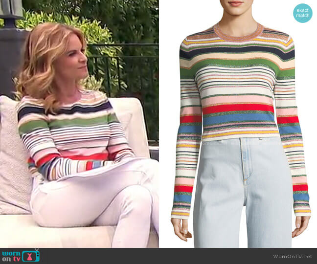 Palmas Metallic Striped Sweater by Veronica Beard worn by Natalie Morales on Today