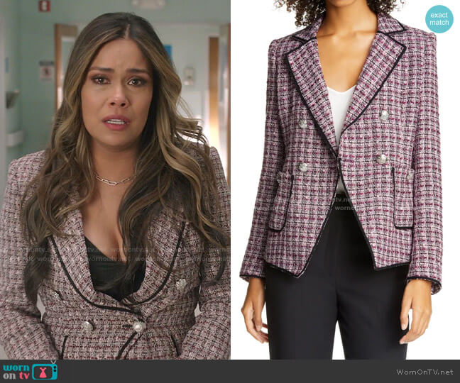 Theron Tweed Jacket by Veronica Beard worn by Cristal Jennings (Daniella Alonso) on Dynasty