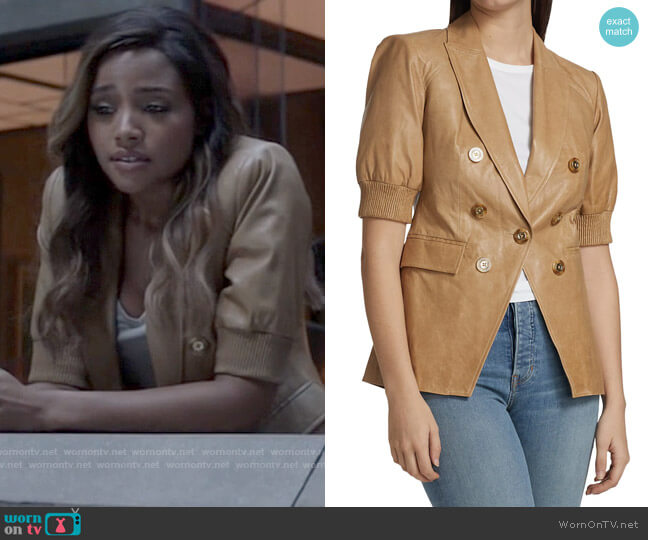 Wornontv Sophies Camel Leather Short Sleeve Blazer On Batwoman