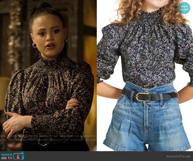 Veronica Beard Gaia Blouse worn by Maggie Vera (Sarah Jeffery) on Charmed