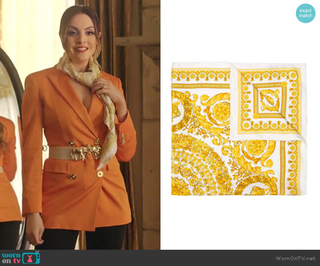 Baroque Silk Scarf by Versace worn by Fallon Carrington (Elizabeth Gillies) on Dynasty