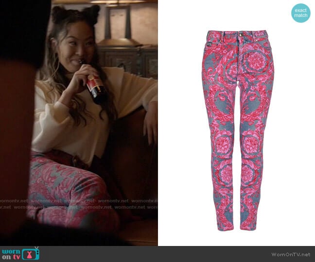 Versace Printed Jeans worn by Mary Hamilton (Nicole Kang) on Batwoman