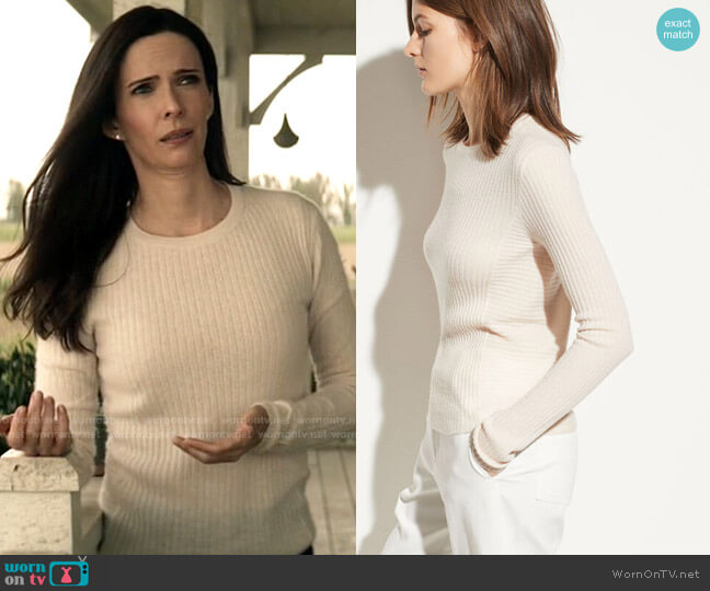 Vince Directional Rib Cashmere Pullover worn by Lois Lane (Elizabeth Tulloch) on Superman and Lois