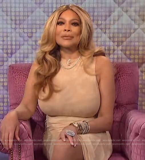 Wendy's beige sleeveless dress on The Wendy Williams Show