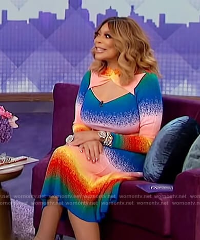 Wendy’s rainbow stripe cut out dress on The Wendy Williams Show