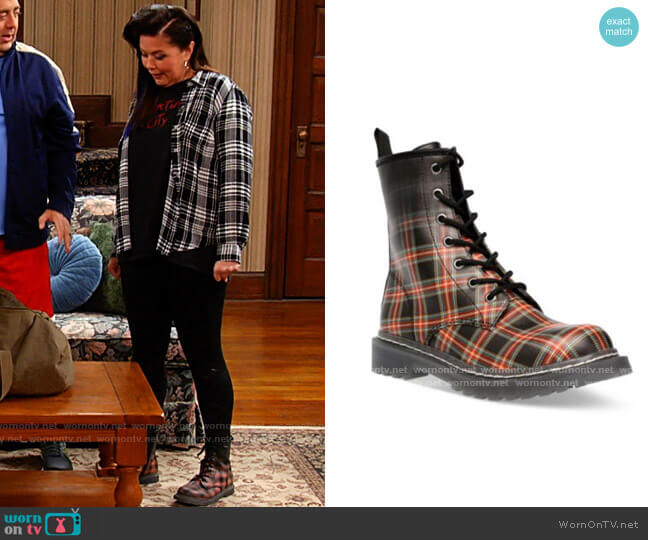 Wild Pair Ryyder Plaid Boots worn by Patty (Mary Hollis Inboden) on Kevin Can F**k Himself