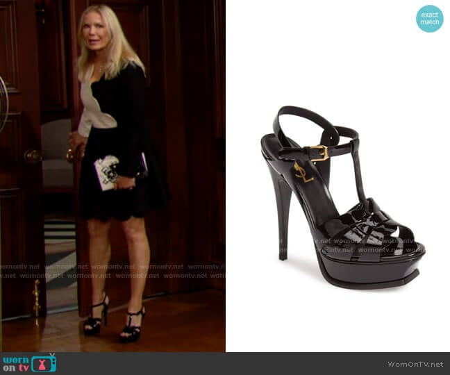 Saint Laurent Tribute Sandals worn by Brooke Logan (Katherine Kelly Lang) on The Bold and the Beautiful