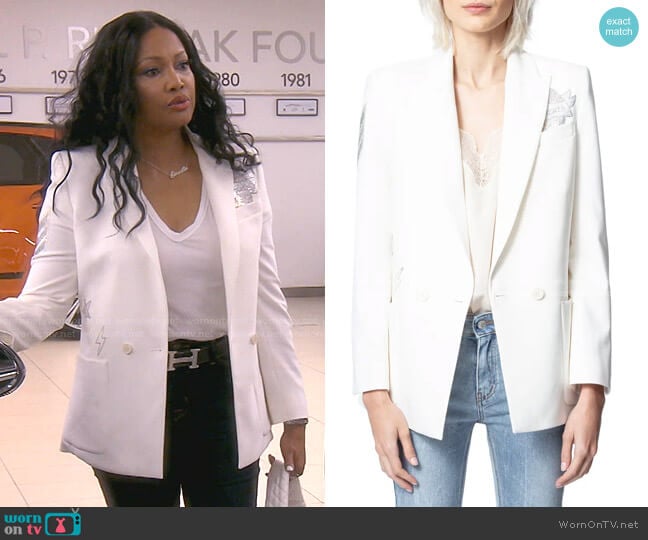 Visko Crystal Embellished Blazer by Zadig & Voltaire worn by Garcelle Beauvais on The Real Housewives of Beverly Hills