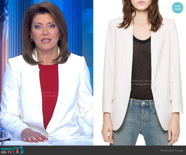 Viva Bis Love Strass Blazer by Zadig & Voltaire worn by Norah O'Donnell on CBS Evening News