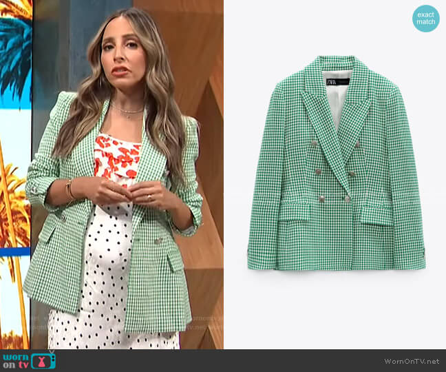 Fitted Houndstooth Blazer by Zara worn by Lilliana Vazquez on E! News