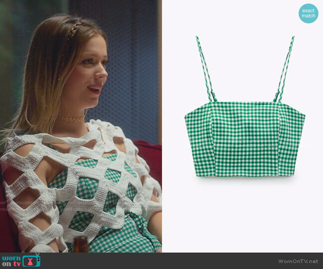 Gingham Cropped Top by Zara worn by Cayetana Grajera Pando (Georgina Amoros) on Elite