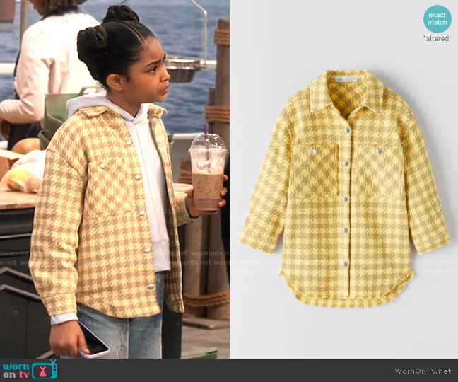 Zara Fringed Houndstooth Overshirt worn by Millicent (Jaidyn Triplett) on iCarly