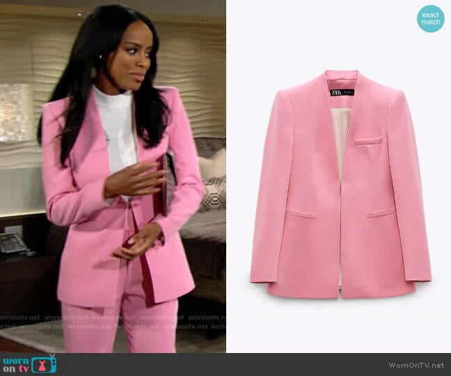 Zara Lapelless Blazer worn by Imani Benedict (Leigh-Ann Rose) on The Young and the Restless