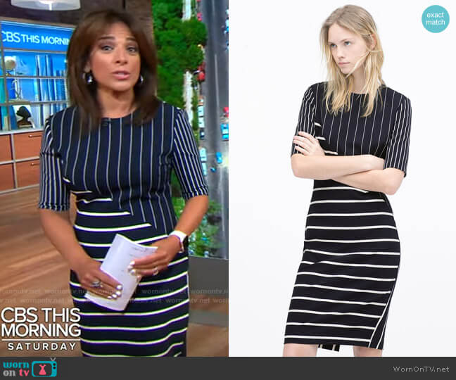 Zara Patchwork Tube Dress worn by Michelle Miller on CBS Mornings