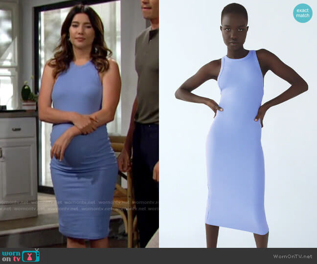 Zara Ribbed Dress worn by Steffy Forrester (Jacqueline MacInnes Wood) on The Bold and the Beautiful