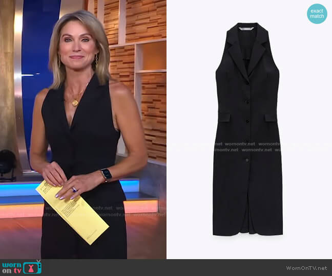 Tailored Linen Dress by Zara worn by Amy Robach on Good Morning America