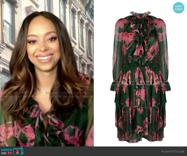 Poppy Tiered Tie-Dye Dress by Zimmermann worn by Amber Stevens West on GMA