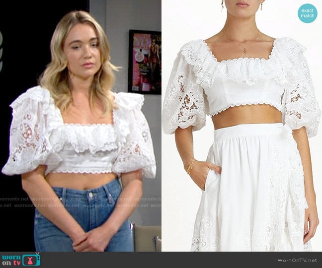 Zimmermann Lulu Top worn by Flo Fulton (Katrina Bowden) on The Bold and the Beautiful