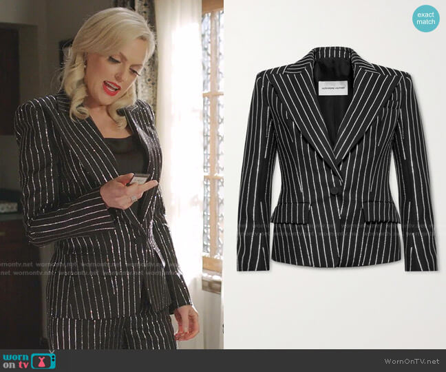 Crystal-Embellished Wool Blazer by Alexandre Vauthier worn by Alexis Carrington (Elaine Hendrix) on Dynasty