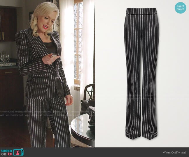 Crystal-Embellished Wool Pants by Alexandre Vauthier worn by Alexis Carrington (Elaine Hendrix) on Dynasty