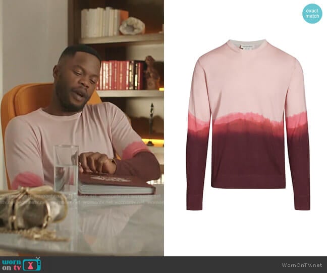 Dip-Dye Silk Crewneck Sweater by Alexander McQueen worn by Jeff Colby (Sam Adegoke) on Dynasty