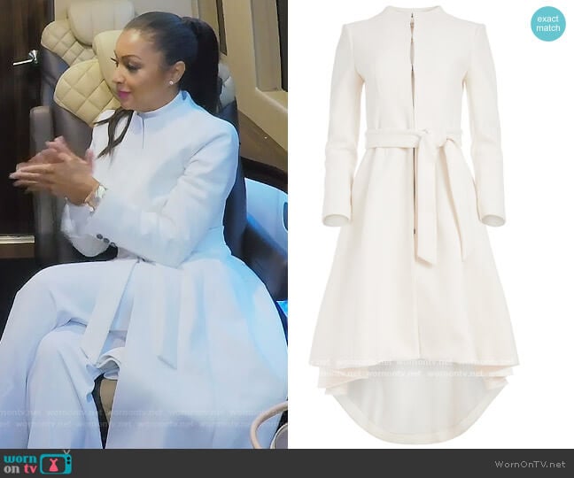 ain Belted High Neck Coat by Alice + Olivia worn by Ebony K. Williams on The Real Housewives of New York City