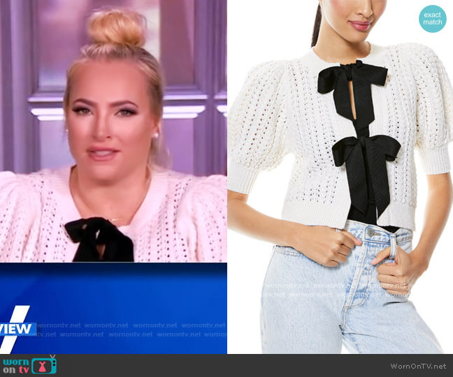 Kitty Puff-Sleeve Cardigan by Alice + Olivia worn by Meghan McCain on The View