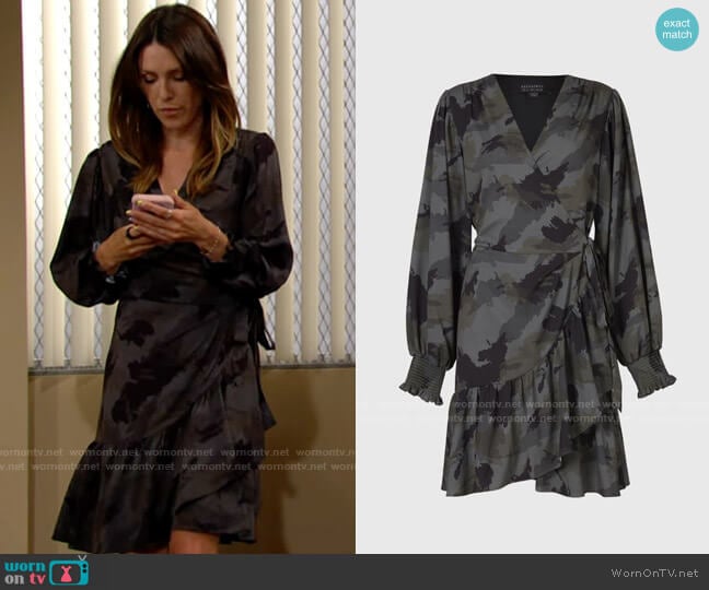 WornOnTV: Chloe’s grey camo print wrap dress on The Young and the ...