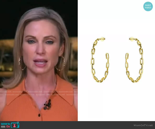 Anchor Chain Hoops by Accessory Concierge worn by Amy Robach on Good Morning America