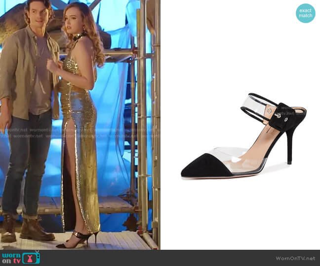 Optic 85mm Mules by Aquazzura worn by Kirby Anders (Maddison Brown) on Dynasty