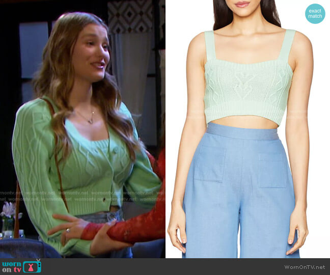 Cropped Knit Sweater Top by BCBGeneration worn by Alice Caroline Horton (Lindsay Arnold) on Days of our Lives