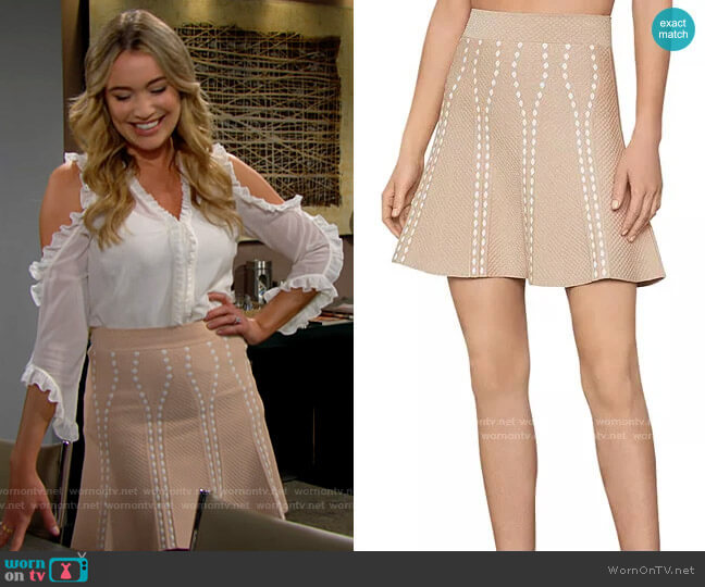 Bcbgmaxazria Ingrid Skirt in Pale Pink worn by Flo Fulton (Katrina Bowden) on The Bold and the Beautiful