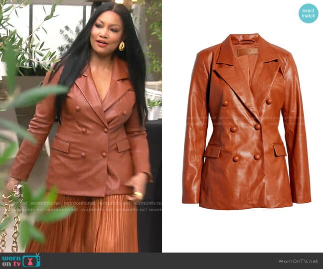 The Nightingale Faux Leather Blazer by Blank NYC worn by Garcelle Beauvais on The Real Housewives of Beverly Hills