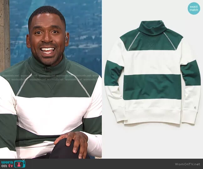 Bold Stripe Turtleneck by Todd Snyder worn by Justin Sylvester on E! News