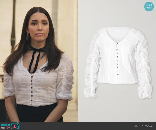 The Gia Blouse by Cami NYC worn by Luna La (Zión Moreno) on Gossip Girl