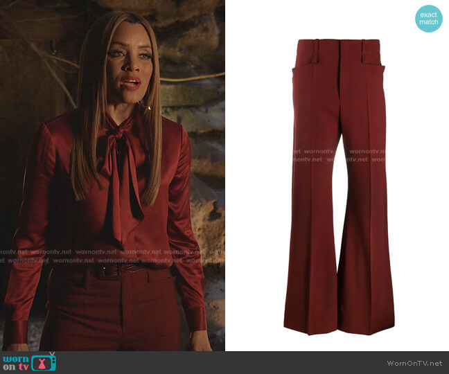 High-Rise Flared Trousers by Chloe worn by Dominique Deveraux (Michael Michele) on Dynasty