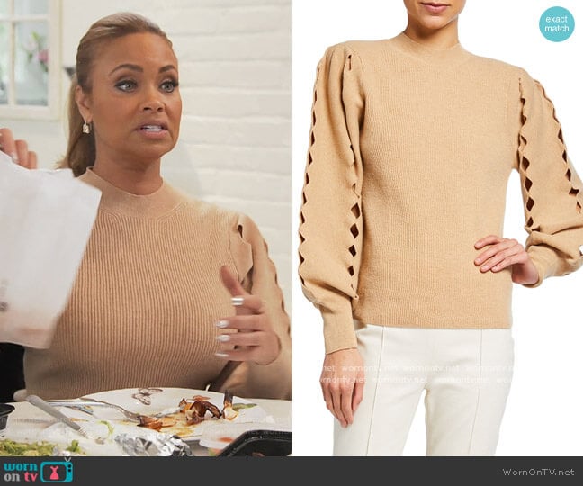 Scalloped cut-out knitteed Jumper by Chloe worn by Gizelle Bryant on The Real Housewives of Potomac