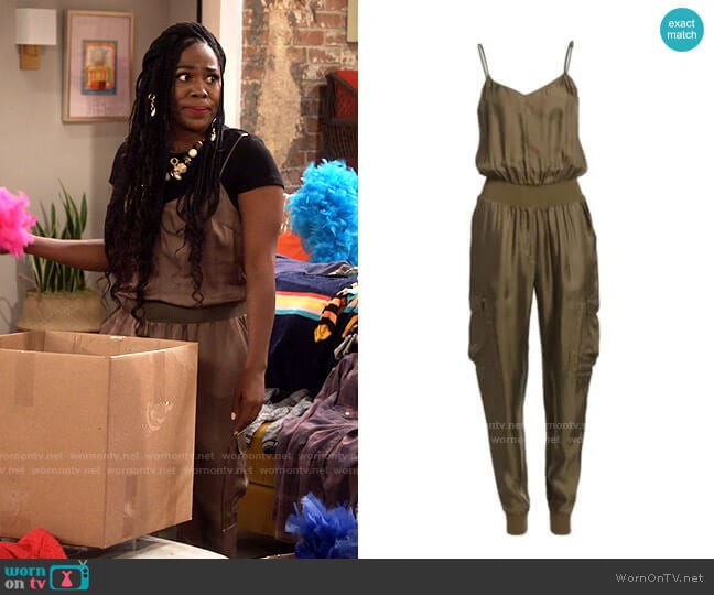 Cinq a Sept Amia Jumpsuit worn by Harper (Laci Mosley) on iCarly