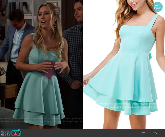 Juniors' Tie-Back Fit & Flare Dress by City Studios worn by Josslyn Jacks (Eden McCoy) on General Hospital