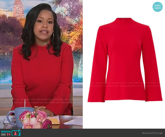 WornOnTV: Sheinelle’s red mock neck top on Today | Sheinelle Jones ...