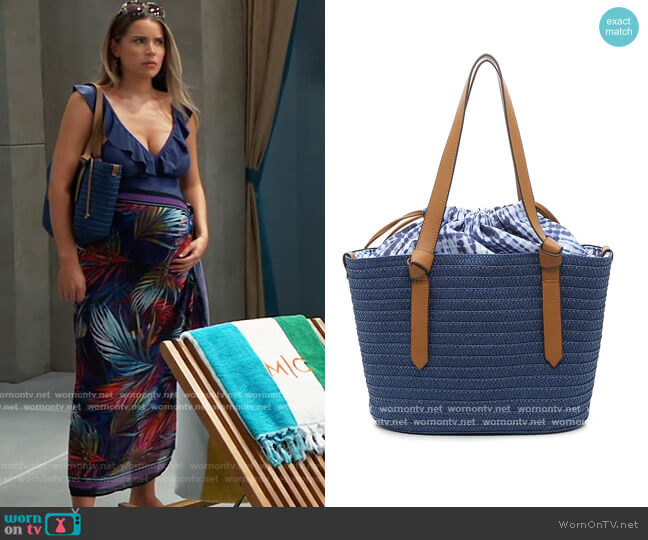 Straw Tote by DSW worn by Sasha Gilmore (Sofia Mattsson) on General Hospital