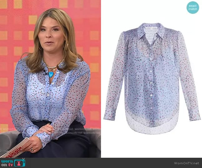 Dazed Silk Floral Button-Down Shirt by Veronica Beard worn by Jenna Bush Hager on Today