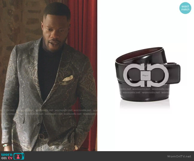 Double Gancini Buckle Reversible Leather Belt by Salvatore Ferragamo worn by Jeff Colby (Sam Adegoke) on Dynasty