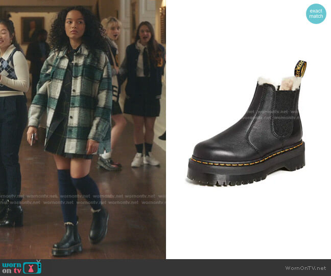  2976 Quad Faux Fur Lined Boot by Dr. Martens worn by Zoya Lott (Whitney Peak) on Gossip Girl