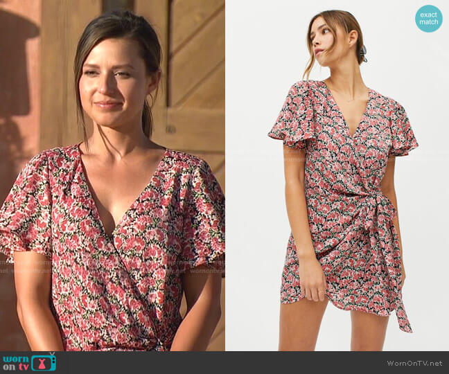 Floral Wrap Mini Dress by Dress Forum worn by Katie Thurston on The Bachelorette