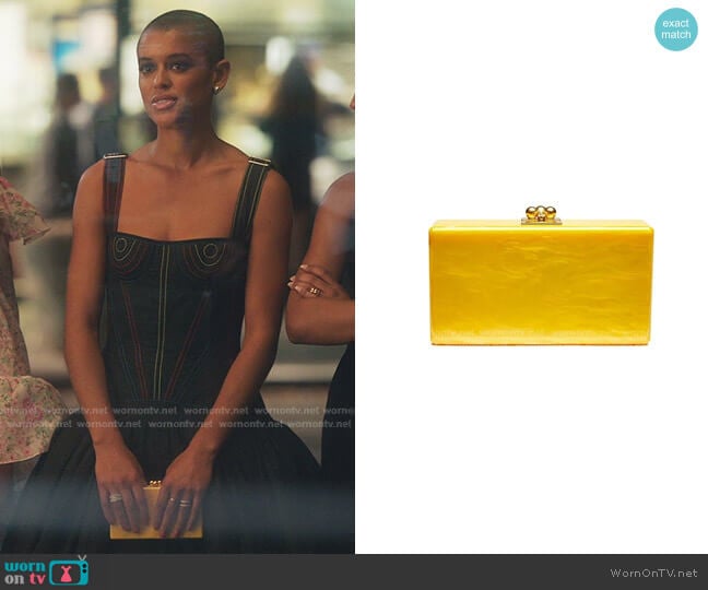 Jean Acrylic Box Clutch by Edie Parker worn by Julien Calloway (Jordan Alexander) on Gossip Girl