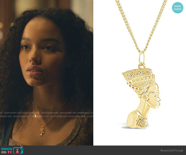 Egyptian Pharaoh Bust Necklace by Sterling Forever worn by Zoya Lott (Whitney Peak) on Gossip Girl