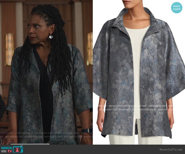 Cosmos Jacquard 3/4-Sleeve Jacket by Eileen Fisher worn by Liz Reddick-Lawrence (Audra McDonald) on The Good Fight